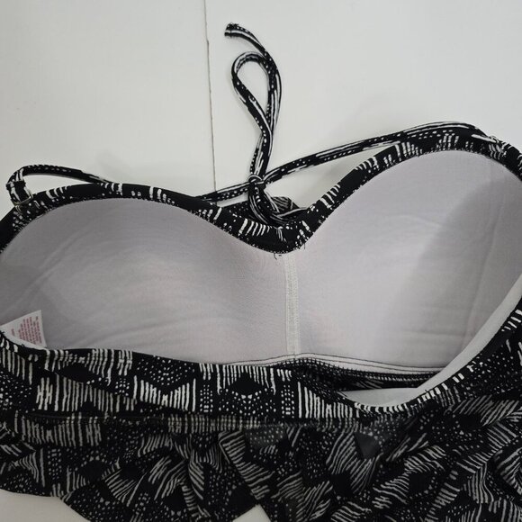 Merona Black White Geometric Mesh Bustier Halter Tube Convertible Swim Tank Top - Picture 6 of 7